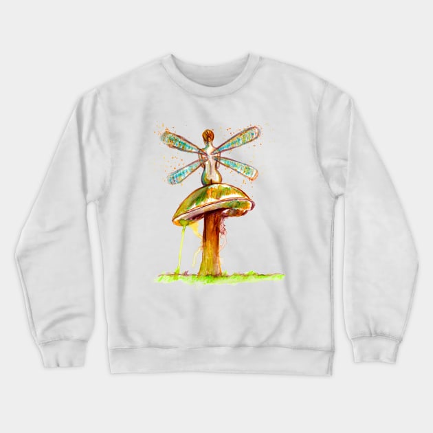 Mushroom Fairy Sitting Crewneck Sweatshirt by beaugeste2280@yahoo.com